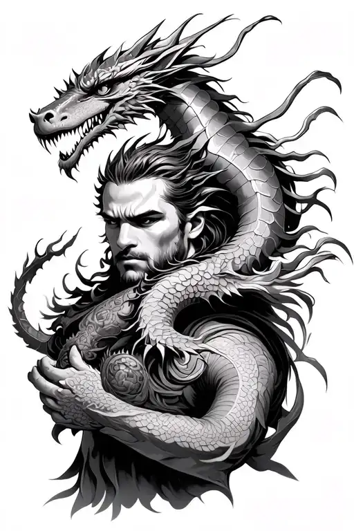 Warrior With Dragon Tatton On Outer Forearm
