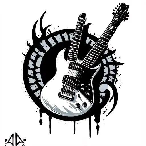 Electric Guitar And Three Days Grace Circle
