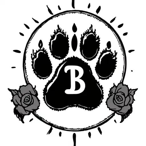 Dog Paw Print With B In The Middle And A Halo Overtop