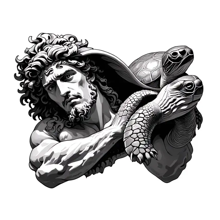Poseidon Holding Turtle Shell