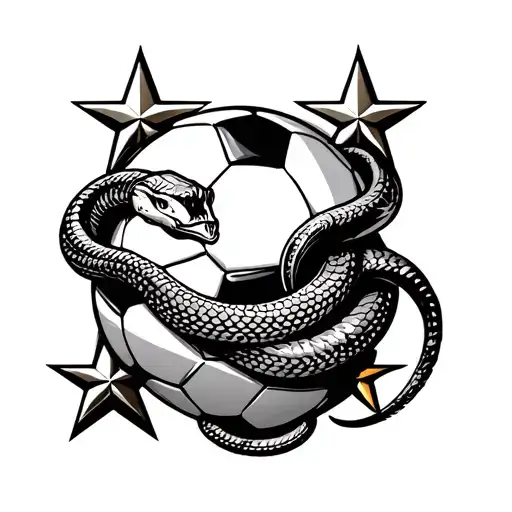 Soccer Ball With Snake Wrapped Around With 4 Stars