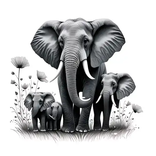 Elephant Family 4 In Poppies