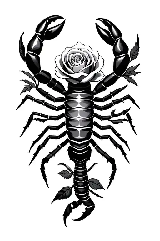 Geometric Design Incorporating Scorpion With A Rose
