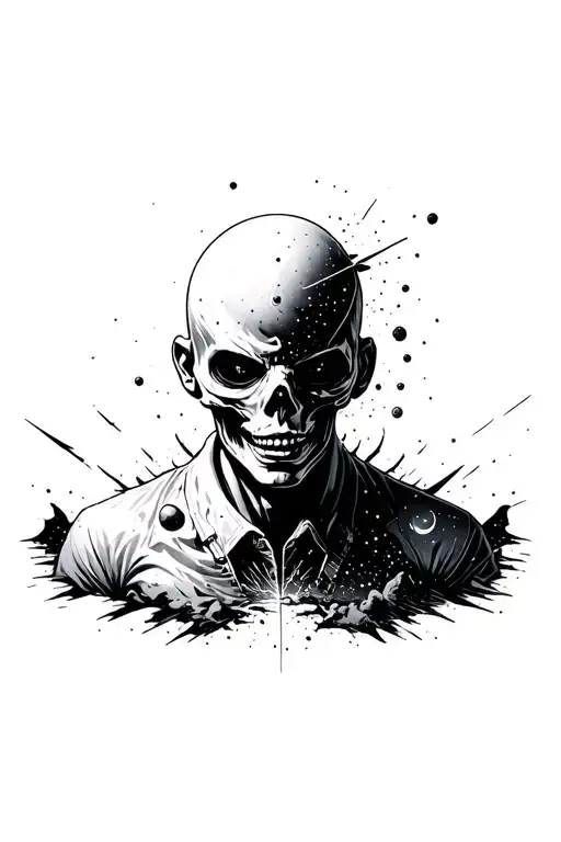 Head Breaking Apart With Outer Space