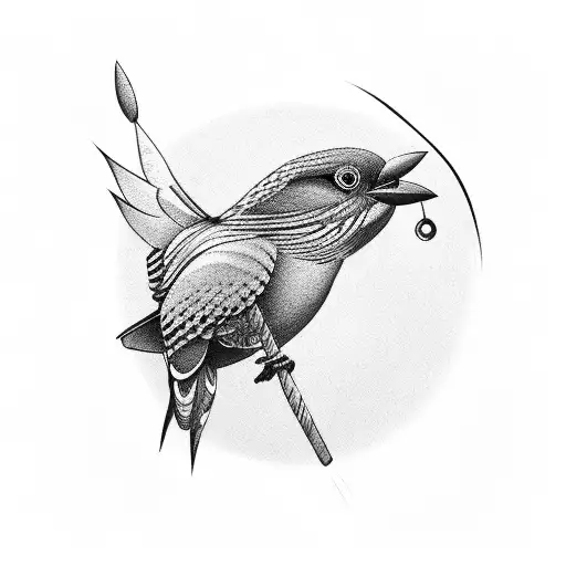 Tradional Bird With Sky An Water