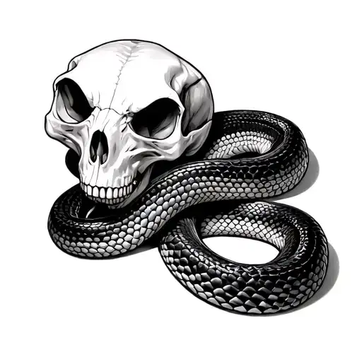 Realistic Snake With Animal Skull