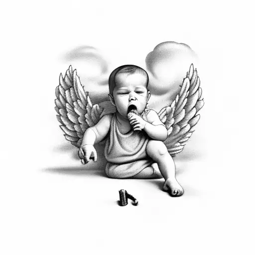 Baby Angel Smoking On Clouds