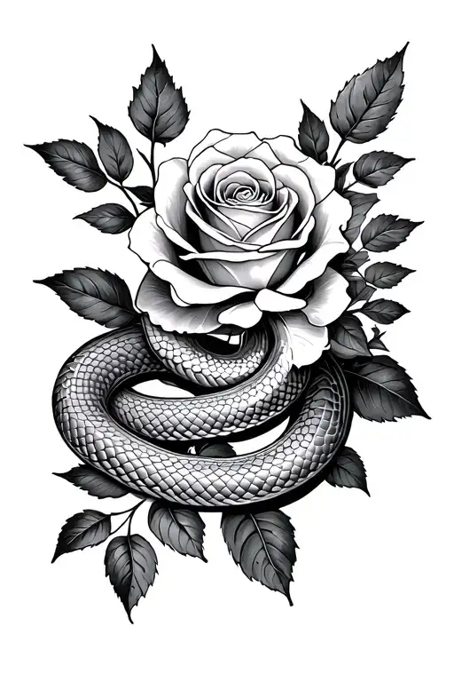 Snake Leafs And Rose