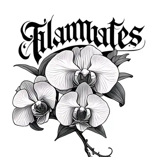 The Word Talamantes With Orchids Intertwined