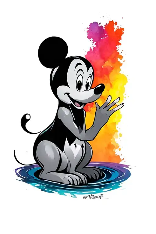Black And Grey Disney Woth Colorful Background Fading To Darker Background