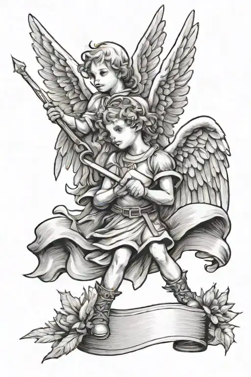 A Christmas Angel And A Robin Holding A Banner