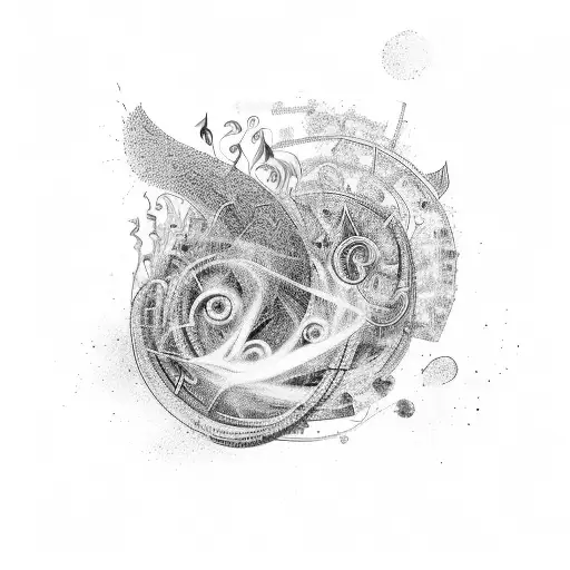 An Abstract Representation Of Life Energy Flowing Through Natural Elements And Musical Symbols