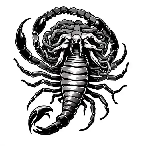 Medusa On Thigh With Scorpion