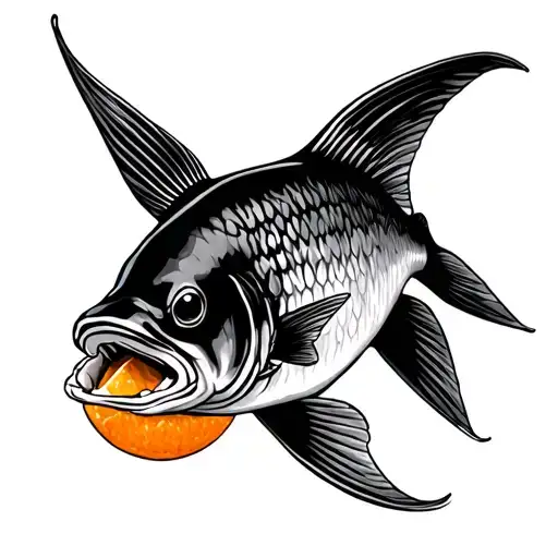 Fish With An Orange In Its Mouth