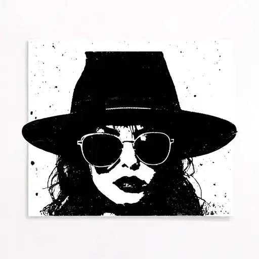 Marla Sunglases And Hat Fight Club Film Banksy Grafitti Stencil Black And White