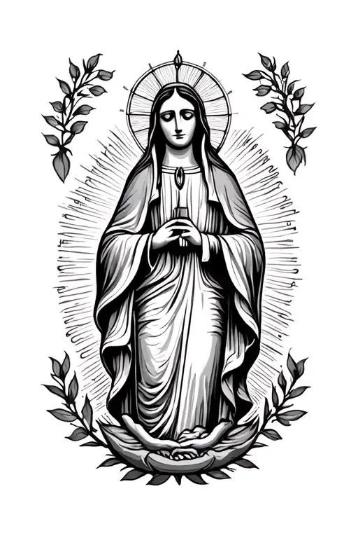 Virgin Guadalupe Fine Line Simple