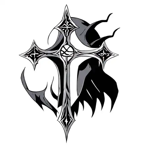 Ulquiorra Cifer Helmet And A Orthodox Cross And A Symbol Of Overcoming Depression