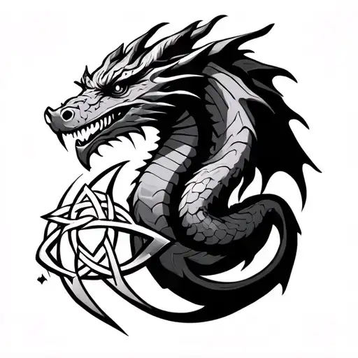 Nordic Dragon Wirh Celtic Triquetra In Its Claws Stuck