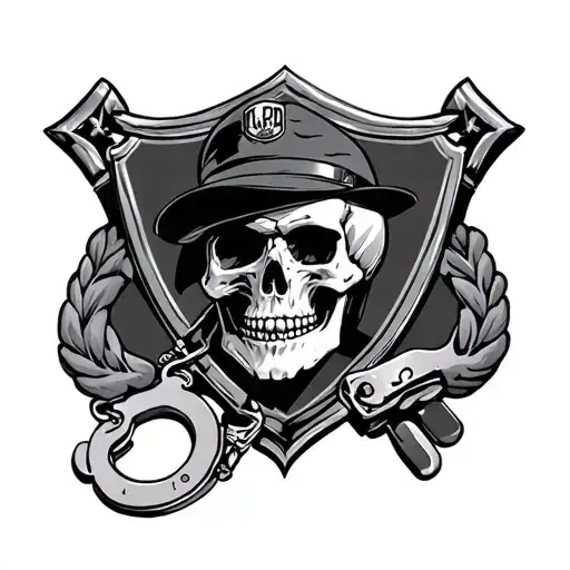 Skull With Handcuffs And Nypd Detective Shield