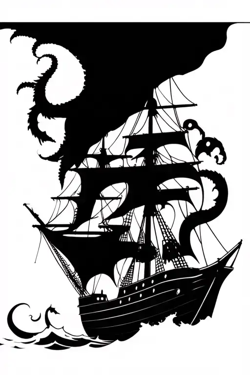 Pirate Ship Attacked In Storm By Kraken