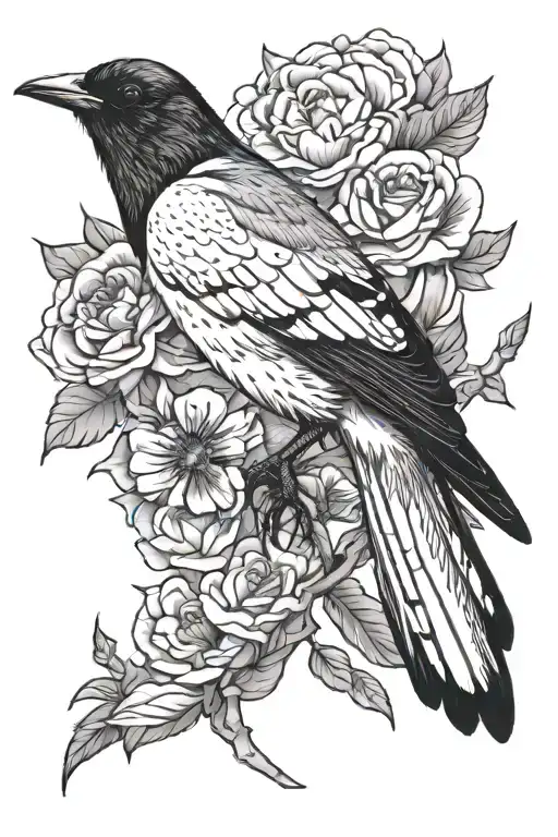 A Tattoo In Honour Of Brain Cancer With A Small Image Of A Magpie