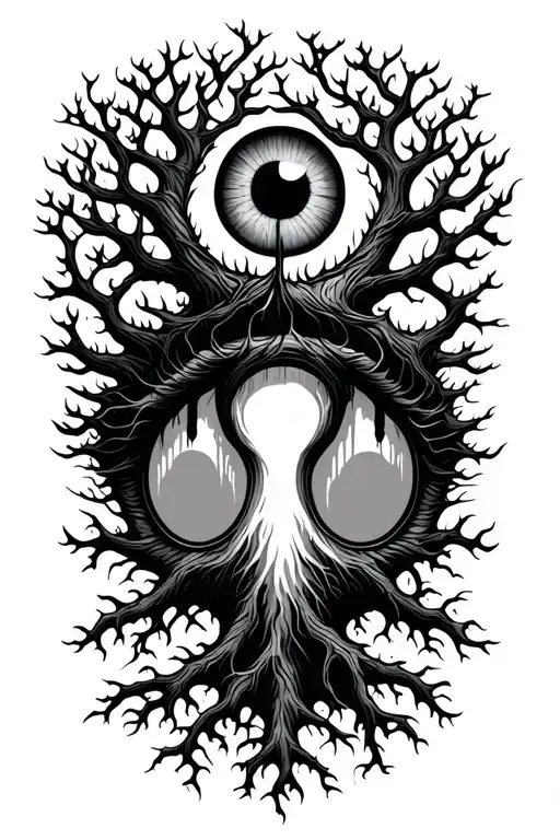 Tree Of Life Crying Eye Symbol Integrated In Roots