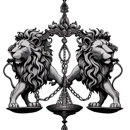 Lion And Libra Scale Intertwined