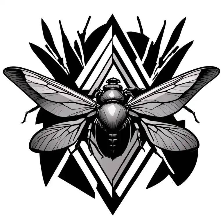 Geometric Triangle Multipal Insect Illustration Full Back Tatoo