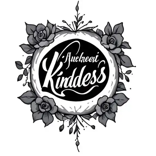 Kindness In German Script Font Surrounded