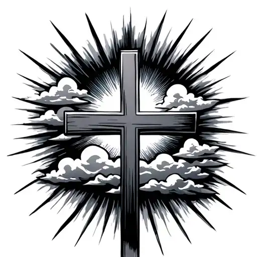 A Cross With Clouds And Sun Rays