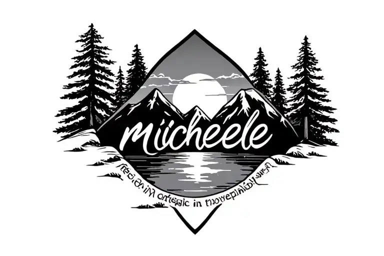 Michelle Name With Sunset Mountian