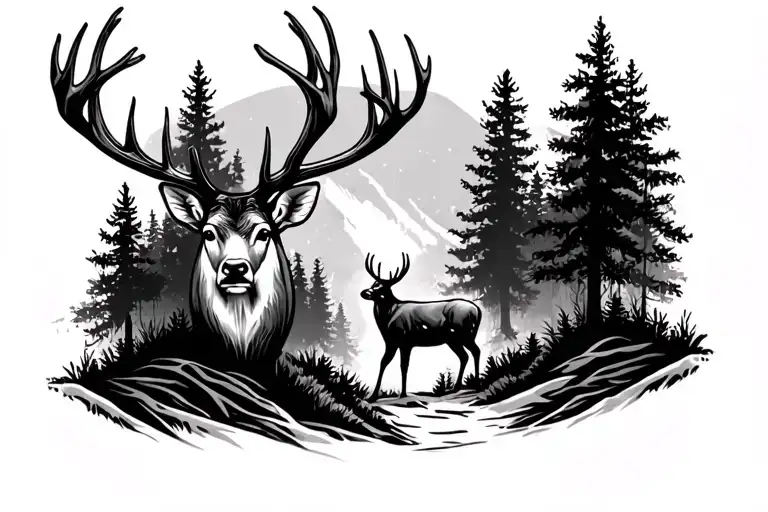 Forest With A Buck In The Middle On My Inner Bicep