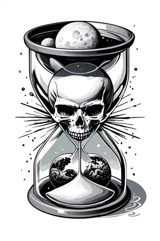 Hour Glass With Universe And Skull Soft Shading