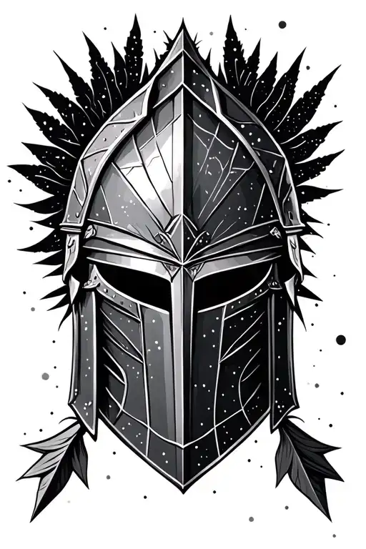 Arrow Gladiator Helmet Geometric Shape Floral With Constellation