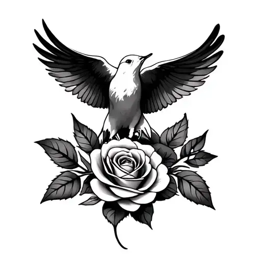 Dove Roses Name Tattoo Design Inspired