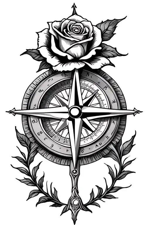 Compass And Wind Rose And Rose