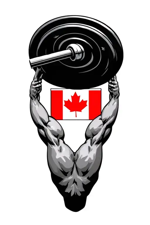Weightlifting Barbell Canadian Flag