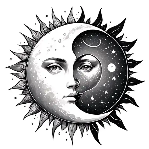 Virgo Symbol With The Sun And Moon Merging Together