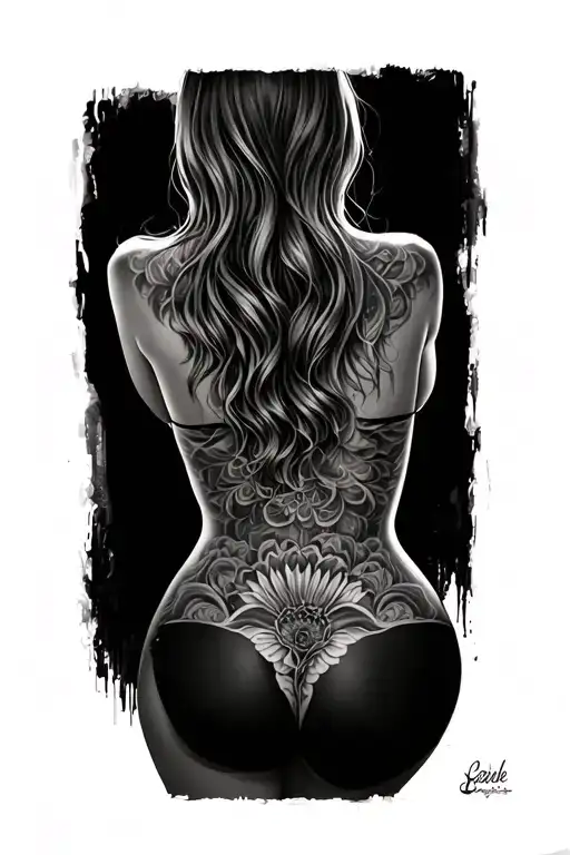 Sensual Silhouette Of A Womans Body Seen From The Back