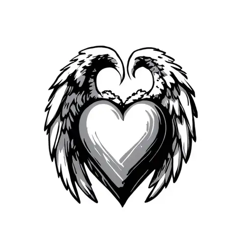 Heart With Angel Wings Simple