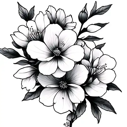 Sakura Flowers Fine Line