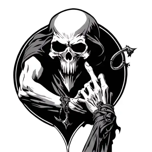 Arm Of The Reaper And Another Forearm Which Grips It