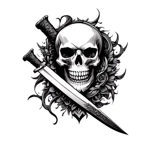 Onimask Half Sleeve With Skull And Kunai Knife