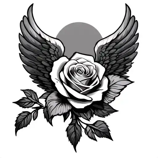 Arm Rose And Wing Tattoo Design