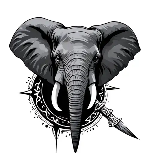 Elephant Head The Trunk Is A Dagger