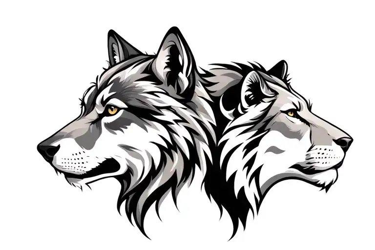 Wolf & Lion Head Profile Holding