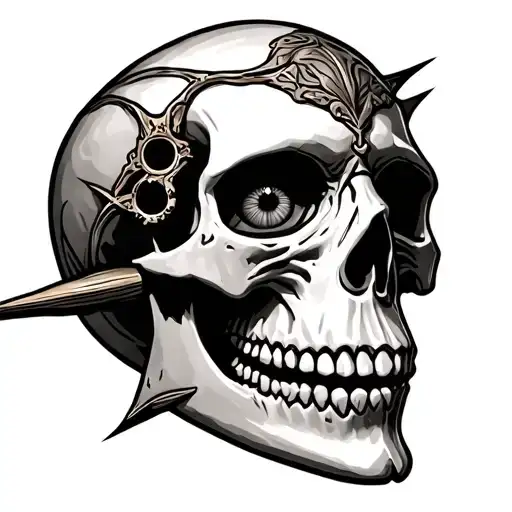 Skull With Metal Sticking Out Eye