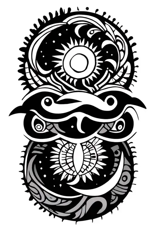 Maori Turtle With An Infinite Sign A Sun And A Moon
