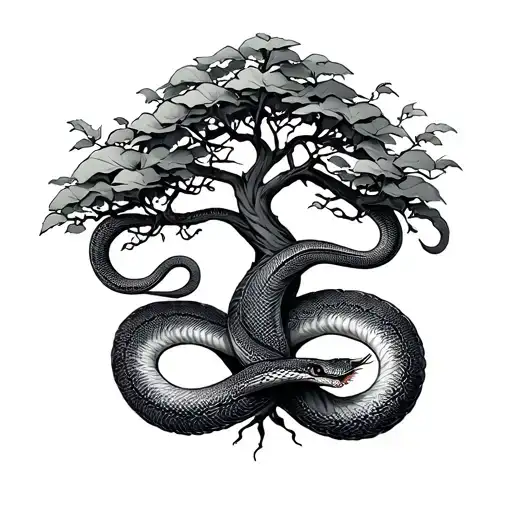 Poison Tree With Snake Intertwined