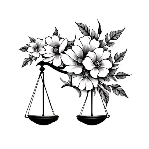 Libra Zodiac Sign With Flowers
